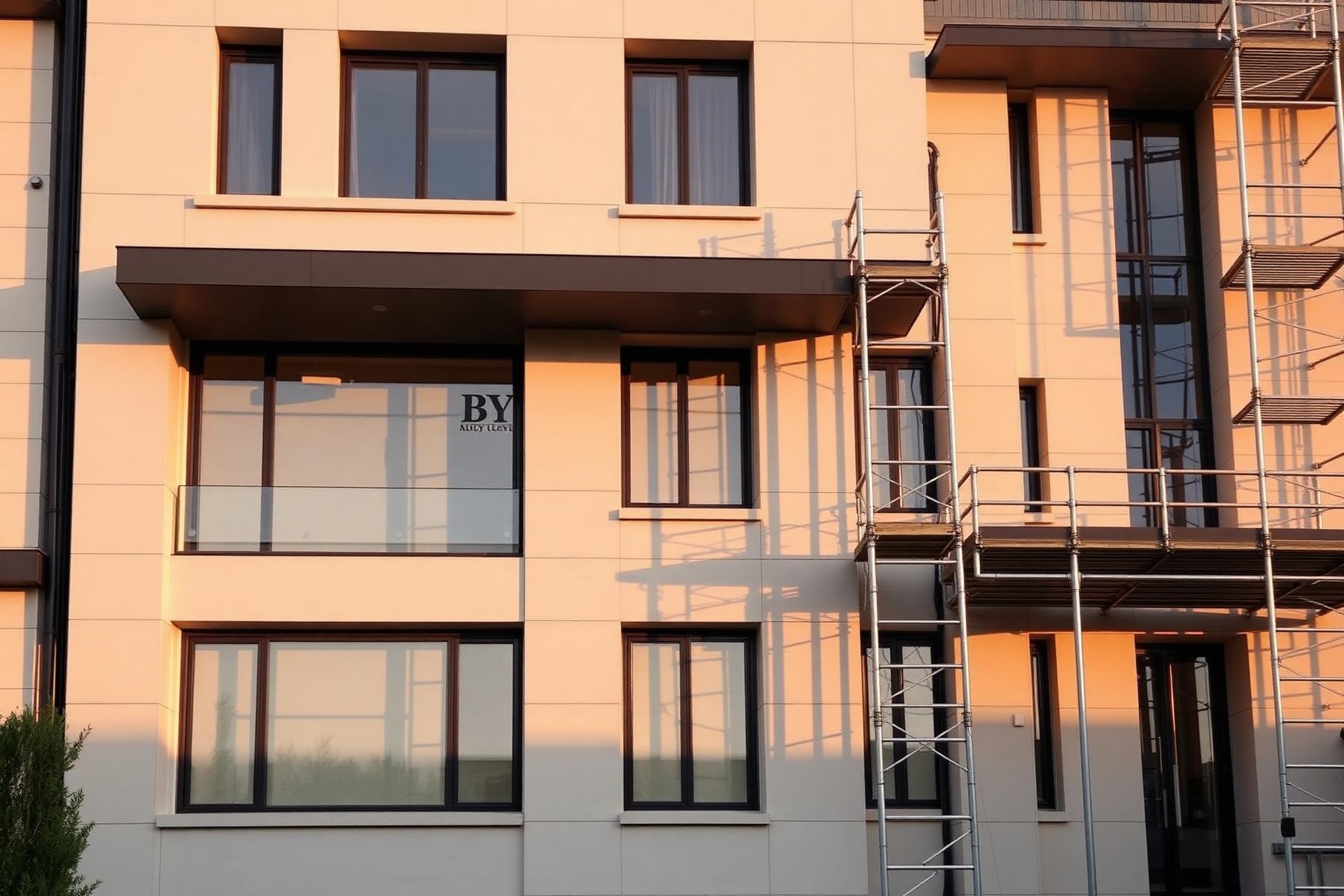 Chantier de rénovation et ravalement LM Batiment à Reims
